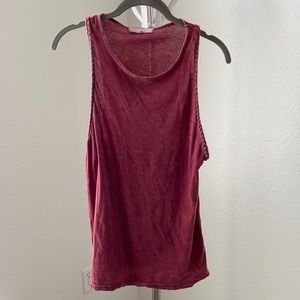 Cotton red braided muscle tank